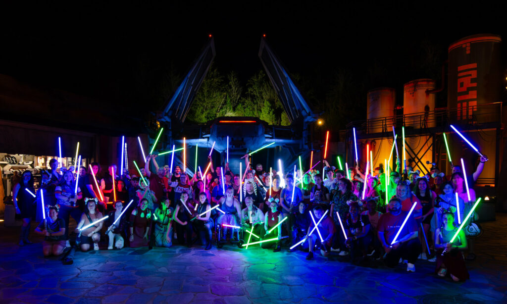 Photos from the SWGEDiscord Ahsoka Tano Day lightsaber meetup on Saturday, January 27, 2024 in Star Wars: Galaxy's Edge in Disney's Hollywood Studios at Walt Disney World in Orlando, Florida (Avery Strickland / SWGEDiscord)