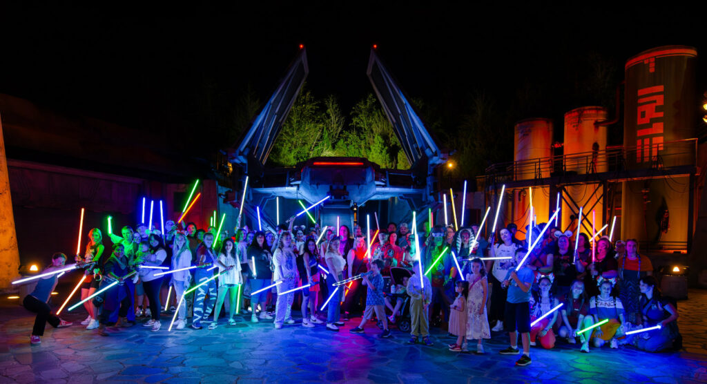 Photos from the SWGEDiscord Ahsoka Tano Day lightsaber meetup on Saturday, January 27, 2024 in Star Wars: Galaxy's Edge in Disney's Hollywood Studios at Walt Disney World in Orlando, Florida (Avery Strickland / SWGEDiscord)