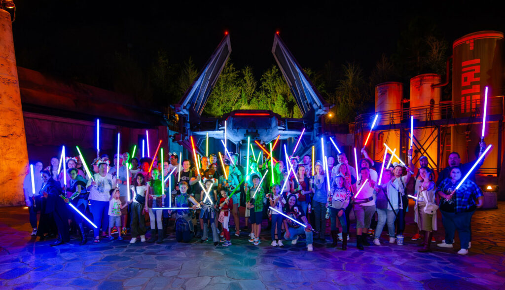 Photos from the SWGEDiscord Ahsoka Tano Day lightsaber meetup on Saturday, January 27, 2024 in Star Wars: Galaxy's Edge in Disney's Hollywood Studios at Walt Disney World in Orlando, Florida (Avery Strickland / SWGEDiscord)