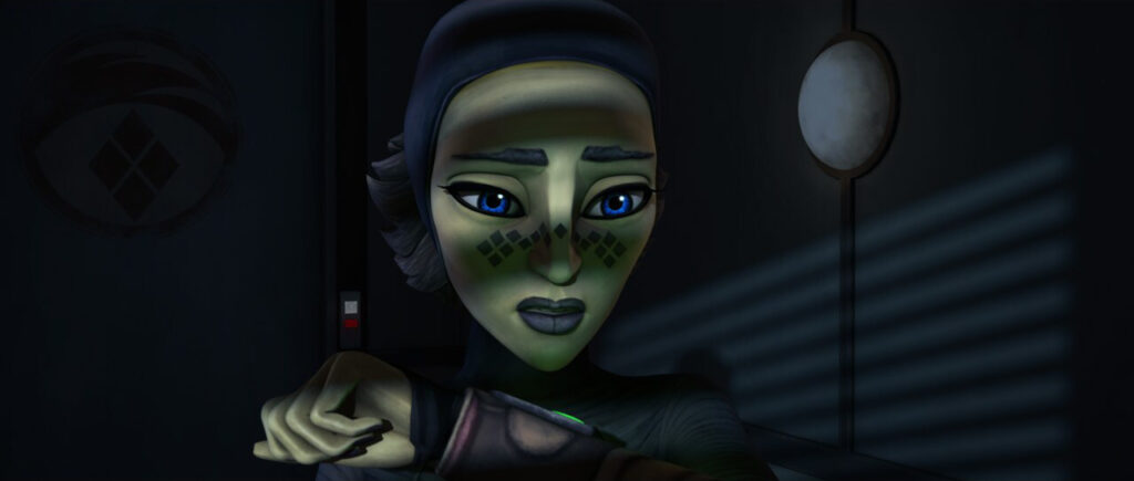 Barriss Offee communicates with Ahsoka Tano in The Clone Wars episode "To Catch A Jedi" (Disney / Lucasfilm)