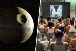 The Death Star and the Rebel Alliance briefing room before the Battle of Yavin, a critical moment in defining before and after the Battle of Yavin - BBY and ABY (Disney / Lucasfilm)