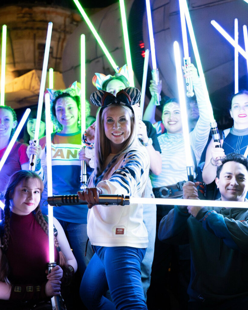 Photos from the SWGEDiscord Ahsoka Tano Day lightsaber meetup on Saturday, January 27, 2024 in Star Wars: Galaxy's Edge in Disney's Hollywood Studios at Walt Disney World in Orlando, Florida (Dan & Kim Nixon / SWGEDiscord)