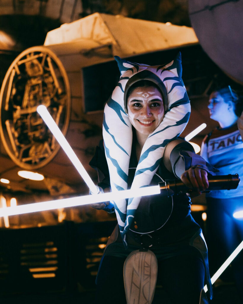 Photos from the SWGEDiscord Ahsoka Tano Day lightsaber meetup on Saturday, January 27, 2024 in Star Wars: Galaxy's Edge in Disney's Hollywood Studios at Walt Disney World in Orlando, Florida (Dan & Kim Nixon / SWGEDiscord)