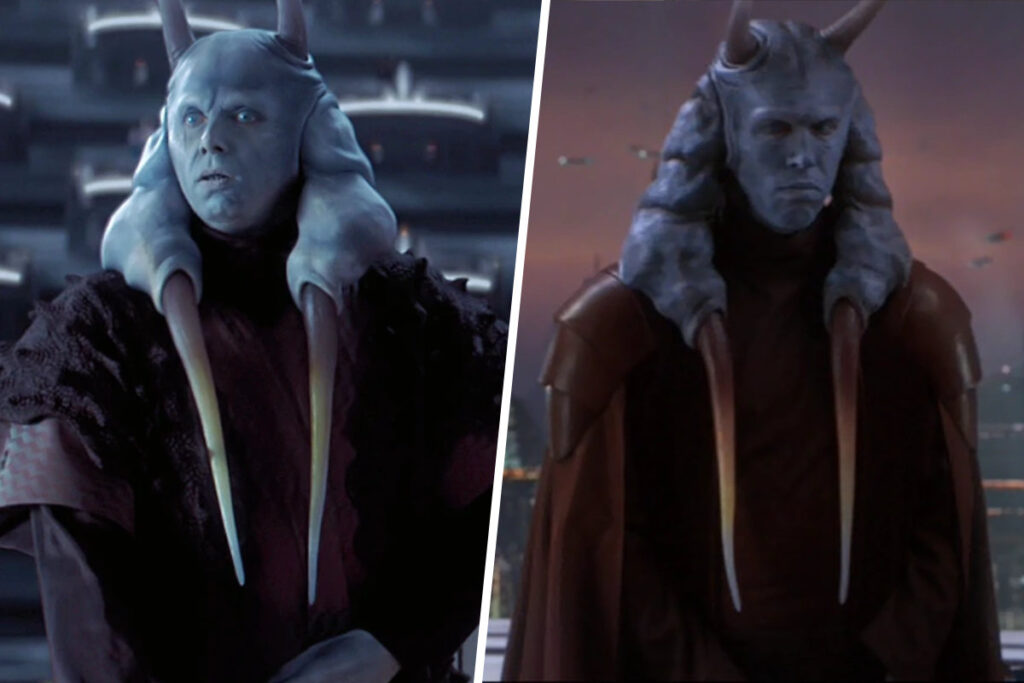 Star Wars Recasts Explained: Jerome Blake as Mas Amedda in The Phantom Menace and David Bowers portraying the role in Attack of the Clones (Disney / Lucasfilm)