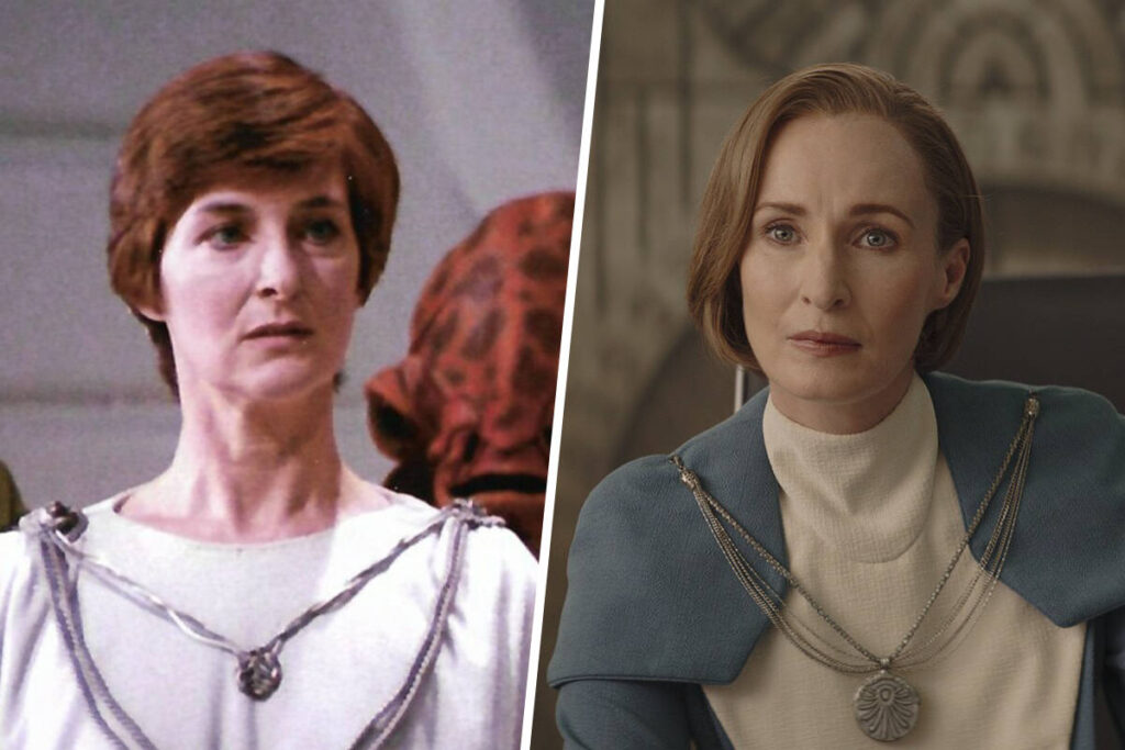 Star Wars Recasts Explained: Caroline Blakiston in a promo photo from 1983's Return of the Jedi and Genevieve O'Reilly in 2023's Ahsoka (Disney / Lucasfilm)