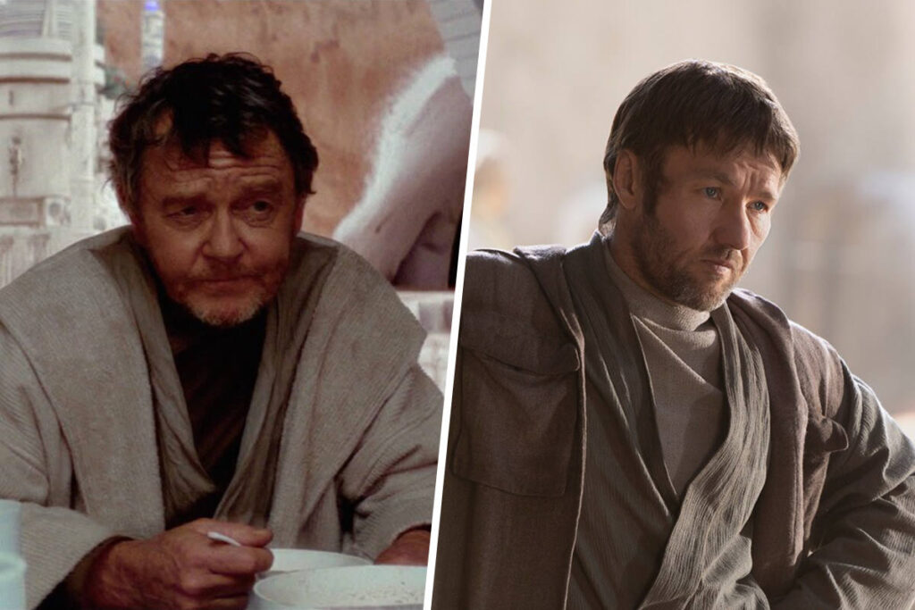 Star Wars Recasts Explained: Phil Brown as Luke's uncle, Owen Lars, in 1977's A New Hope and Joel Edgerton in 2022's Obi-Wan Kenobi (Disney / Lucasfilm)
