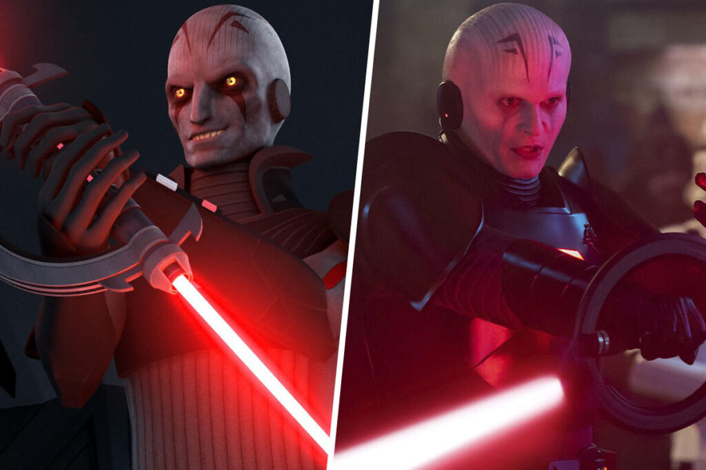 Star Wars Recasts Explained: Jason Isaacs voicing The Grand Inquisitor in 2012's Star Wars Rebels and Rupert Friend in the 2022 live-action Obi-Wan Kenobi miniseries (Disney / Lucasfilm)