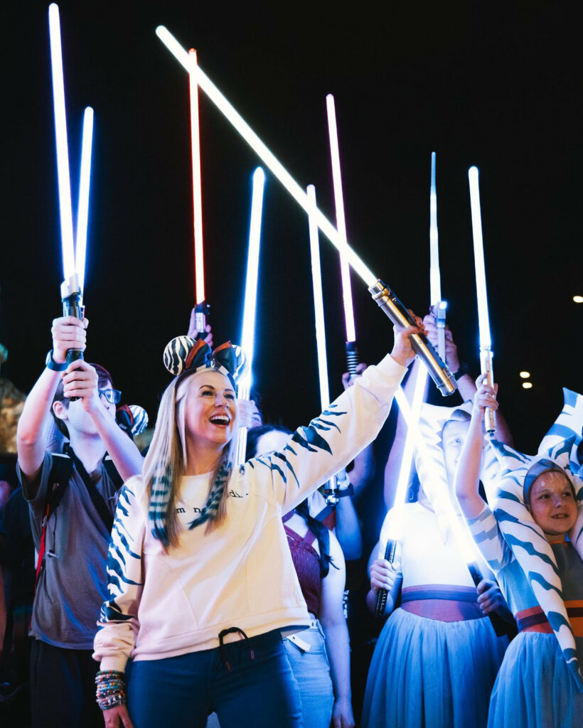 Photos from the SWGEDiscord Ahsoka Tano Day lightsaber meetup on Saturday, January 27, 2024 in Star Wars: Galaxy's Edge in Disney's Hollywood Studios at Walt Disney World in Orlando, Florida (Dan & Kim Nixon / SWGEDiscord)