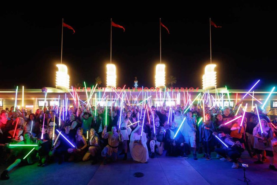 The May the Fourth be With You lightsaber meetup hosted by the Star Wars: Galaxy’s Edge Discord at Disney’s Hollywood Studios on Star Wars Day in 2022