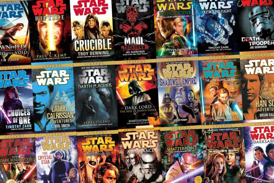 Covers from many different Star Wars Legends novels (Disney / Lucasfilm)