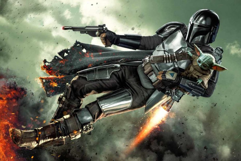 Key art for The Mandalorian Season Three. The series follows Mandalorian Din Djarin and his Force-sensitive charge, Grogu, on adventures set in 9 ABY. (Disney / Lucasfilm)