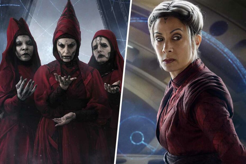 The Great Mothers of Peridea and Magistrate Morgan Elsbeth of Corvus are Nightsisters that appear in the 2023 Disney+ Star Wars Series Ahsoka. (Disney / Lucasfilm)